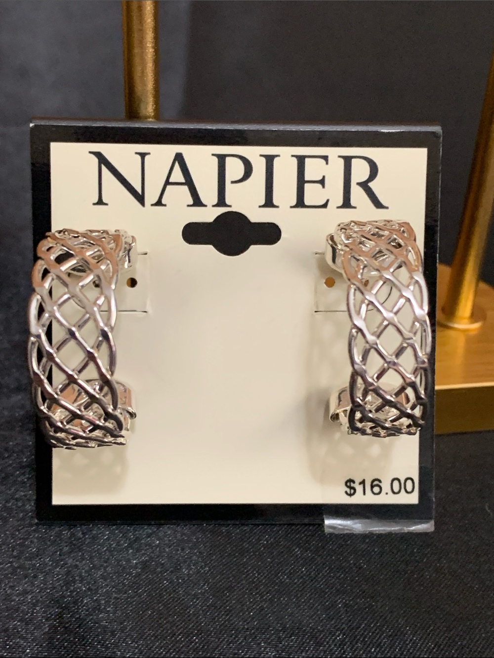 NWT Napier silver tone cut out hoop earrings